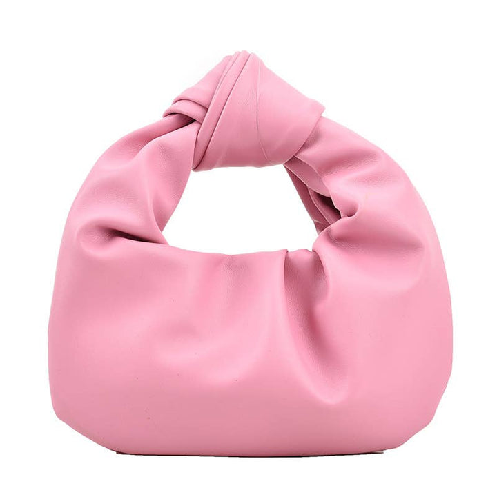 Pleated Cloud Bag Handbag with Decorative Knot: White