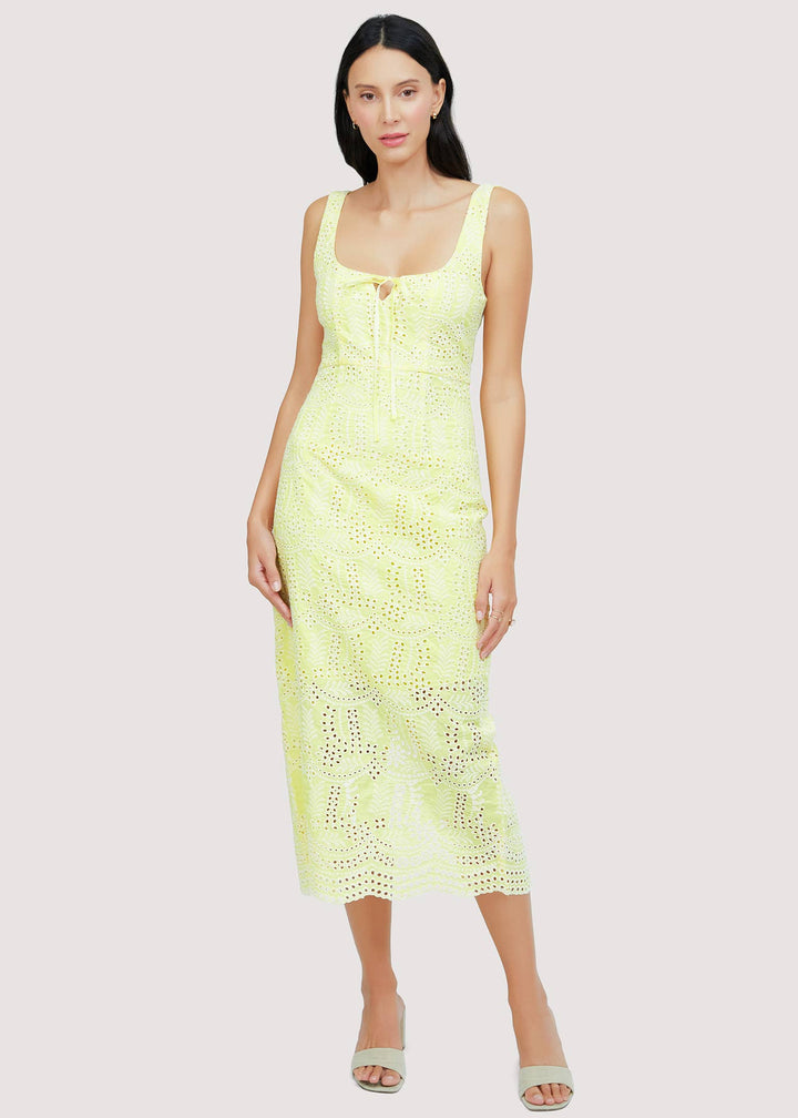 Lemon Drop Maxi Dress - Yellow Embroidery Party Wedding: YELLOW / L