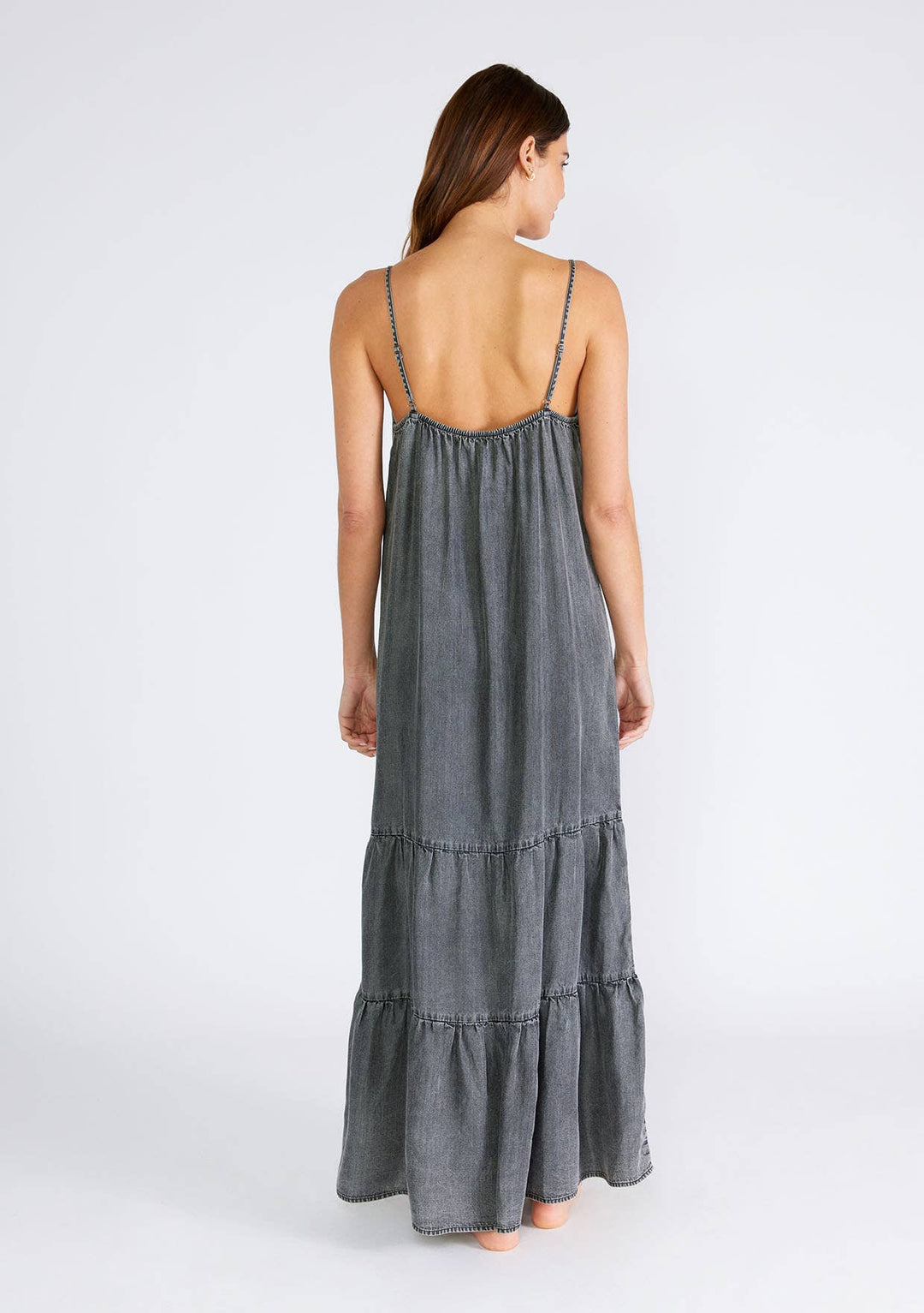 GREY VINTAGE WASH SLEEVELESS MAXI DRESS