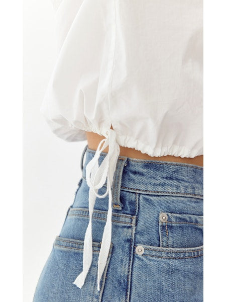 DRAWSTRING POPLIN TOP