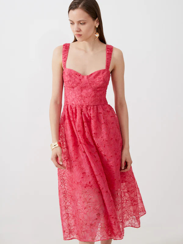 EMBROIDERED LACE STRAPPY DRESS