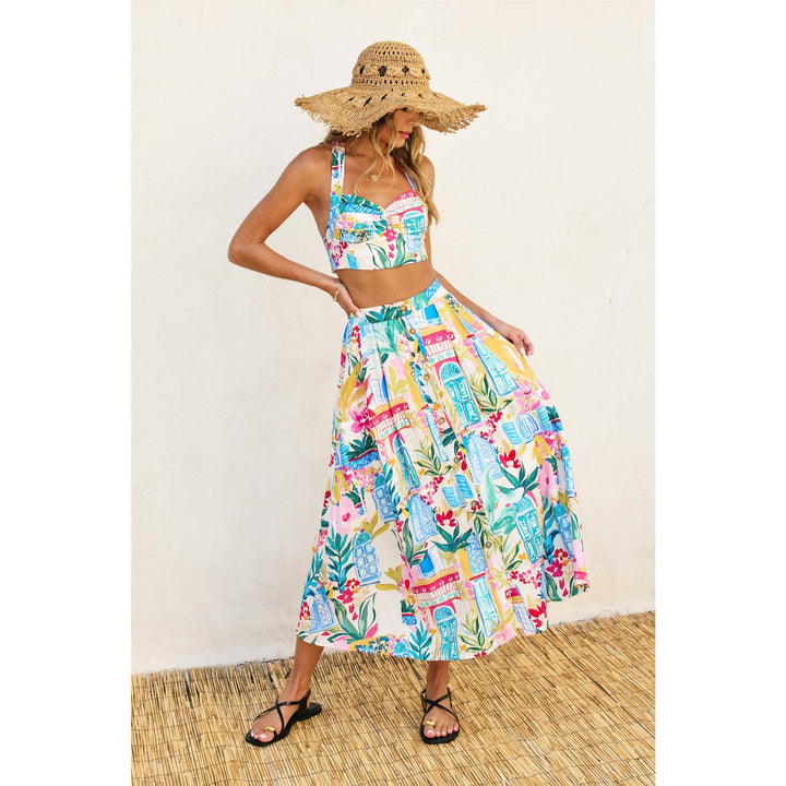 Long Summer Front Button Midi Skirt: SWEET DREAMS / S-M-L(2-2-2)