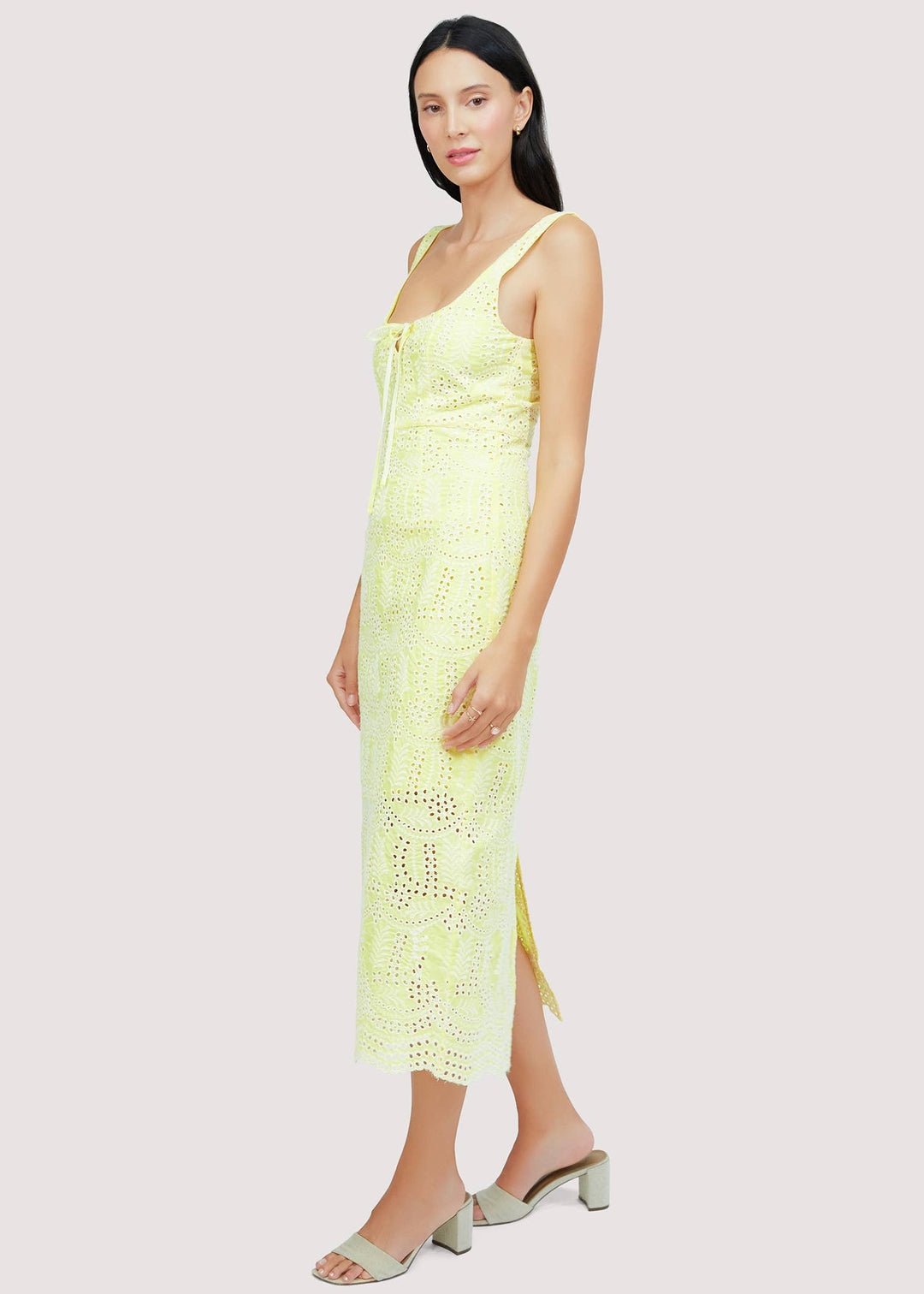 Lemon Drop Maxi Dress - Yellow Embroidery Party Wedding: YELLOW / L