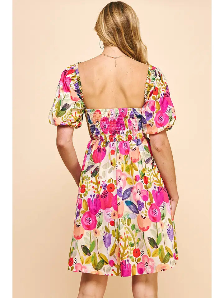 FLORAL PRINT MINI DRESS