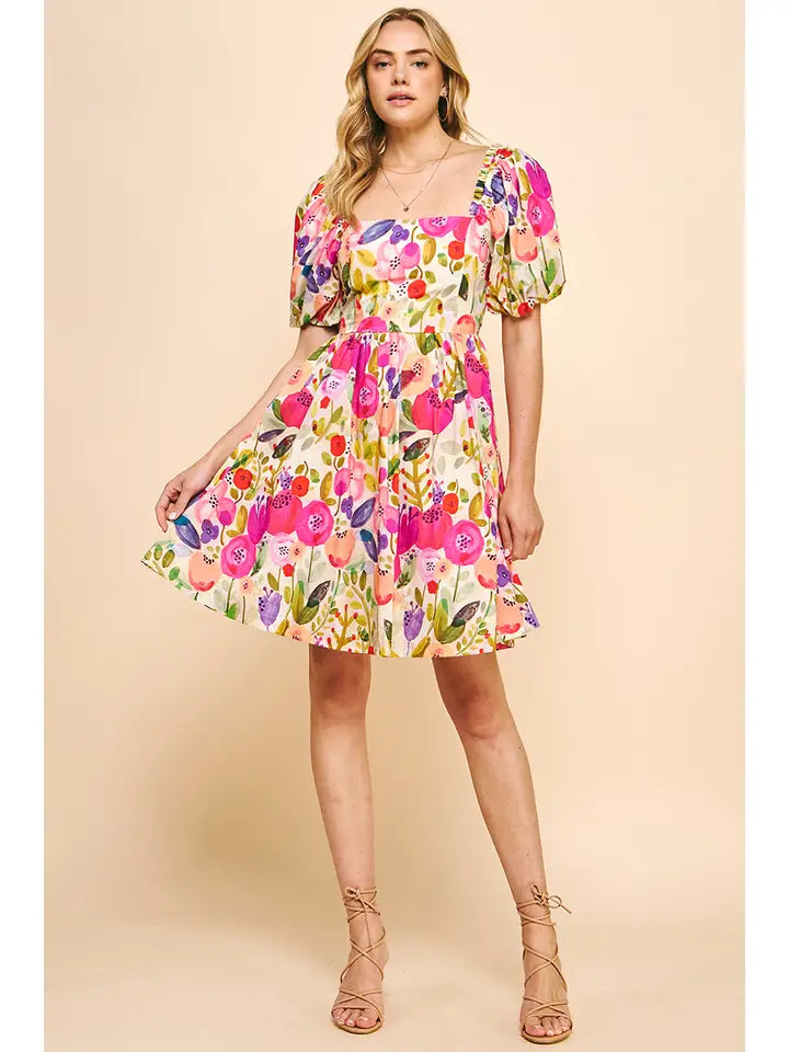 FLORAL PRINT MINI DRESS