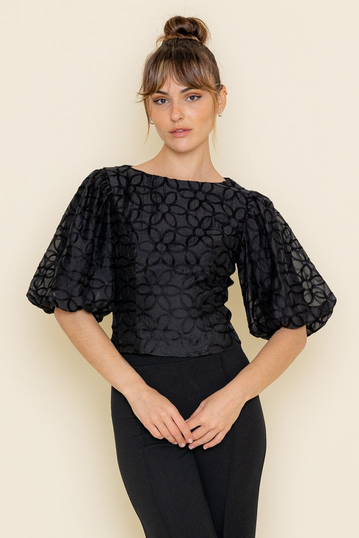 PUFF SLEEVE FITTED TOP