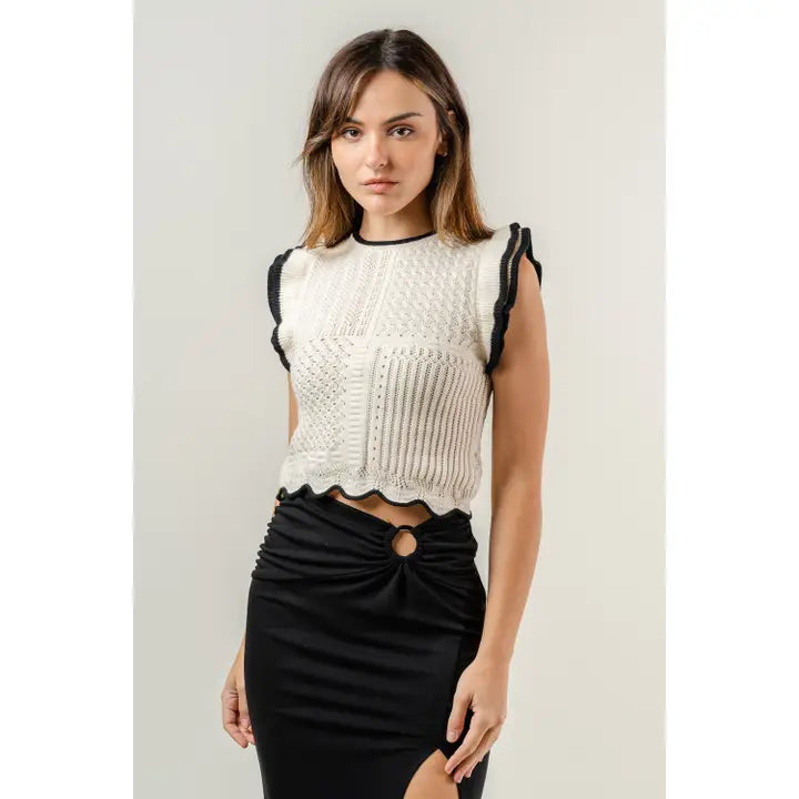 FLUTTER SLEEVE KNIT TOP