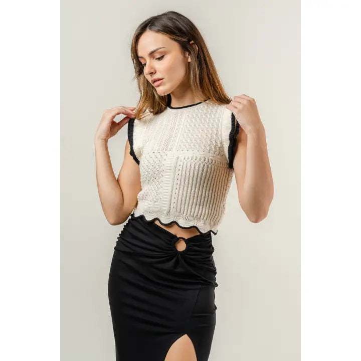 FLUTTER SLEEVE KNIT TOP