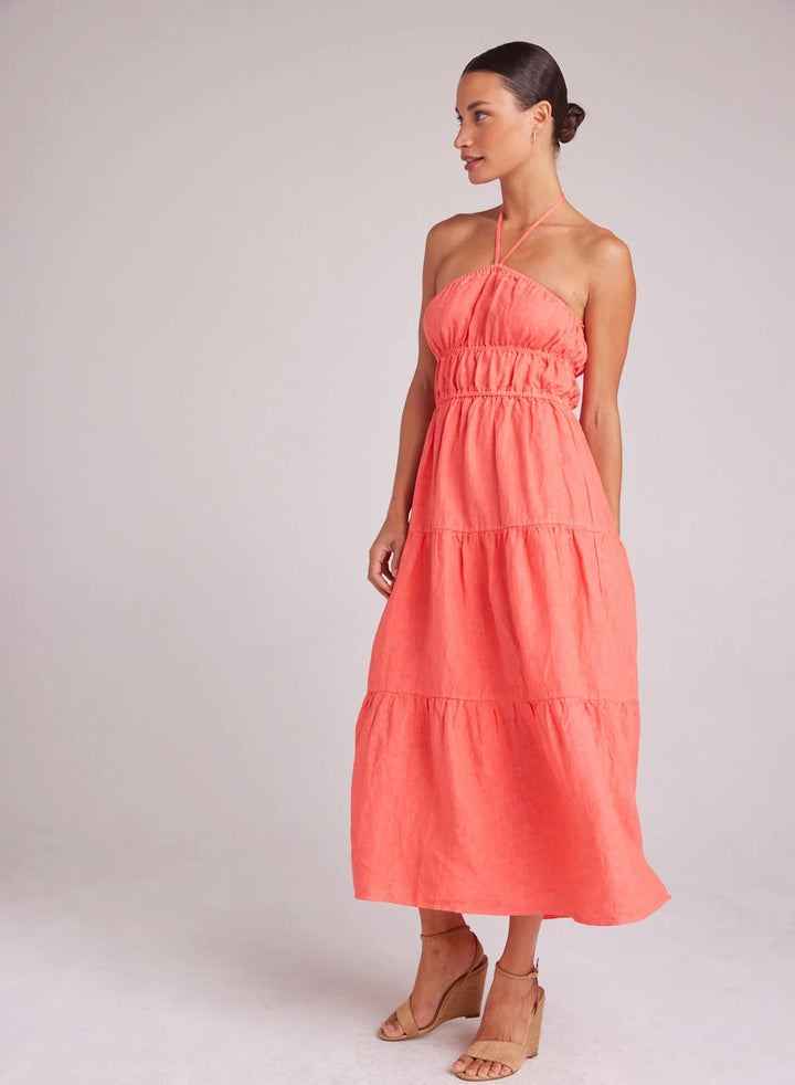 GATHERED HALTER MIDI DRESS