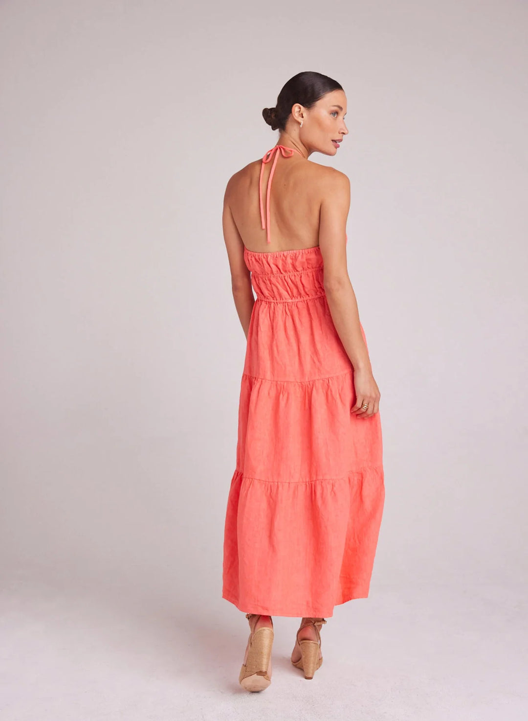 GATHERED HALTER MIDI DRESS