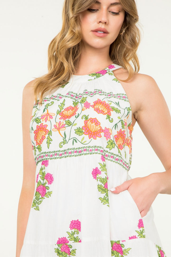 HALTER FLORAL MAXI DRESS