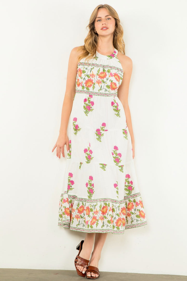 HALTER FLORAL MAXI DRESS