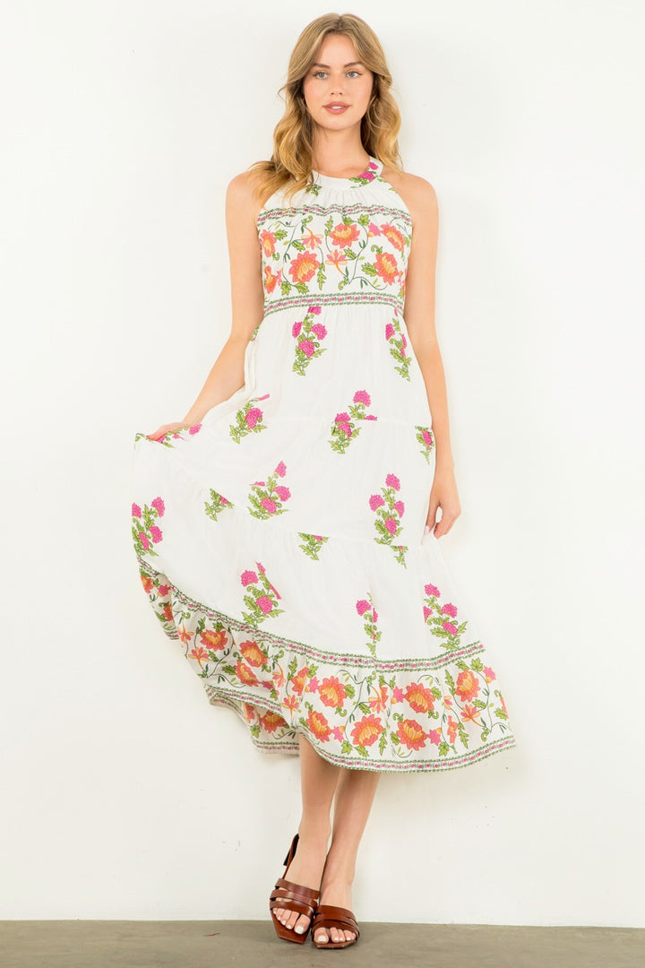 HALTER FLORAL MAXI DRESS