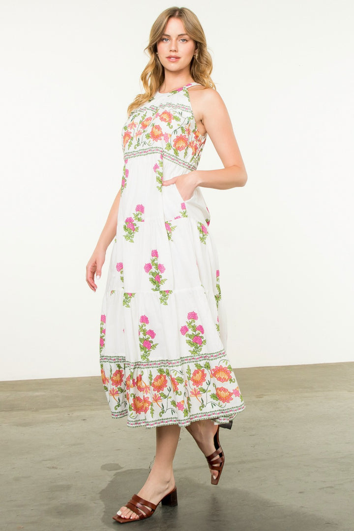 HALTER FLORAL MAXI DRESS