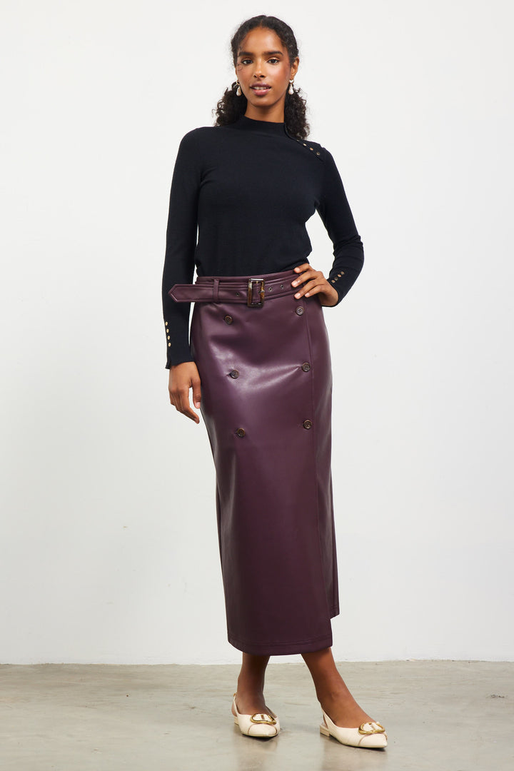 FAUX LEATHER MIDI SKIRT