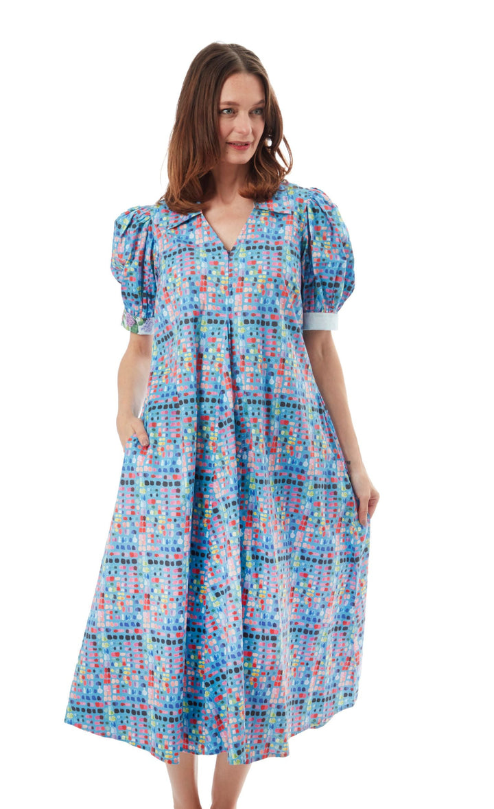 Montauk Dress Mid Blue Confetti Print