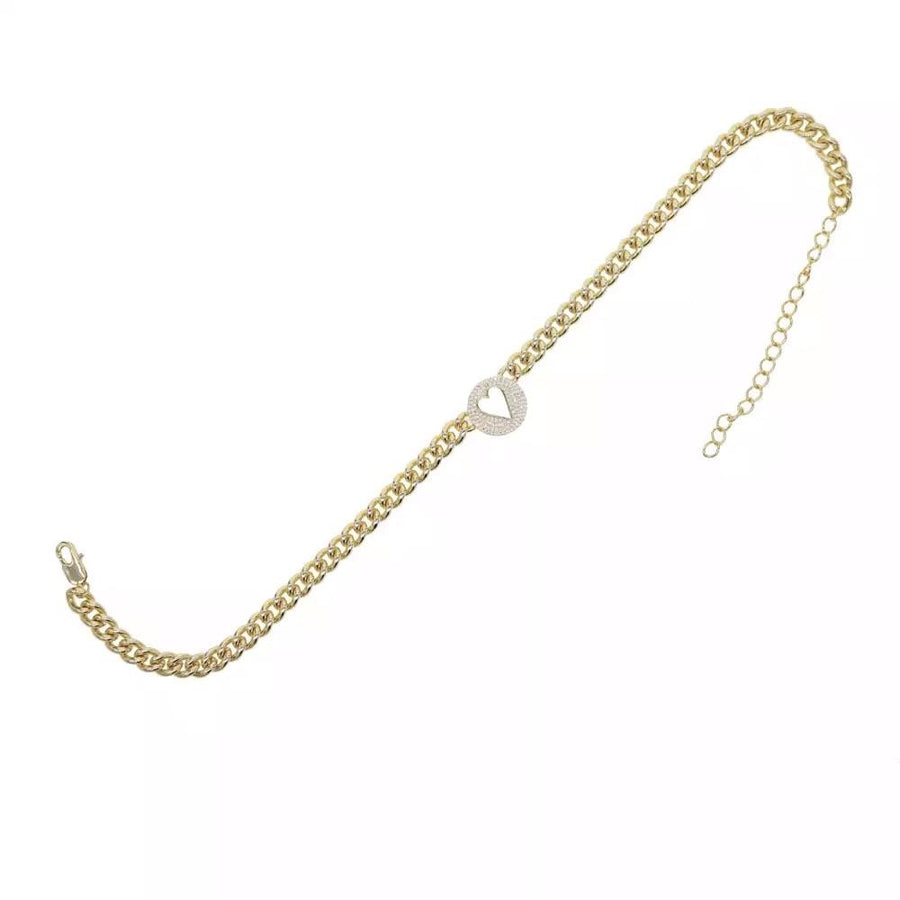 PAVE HEART CHAIN NECKLACE