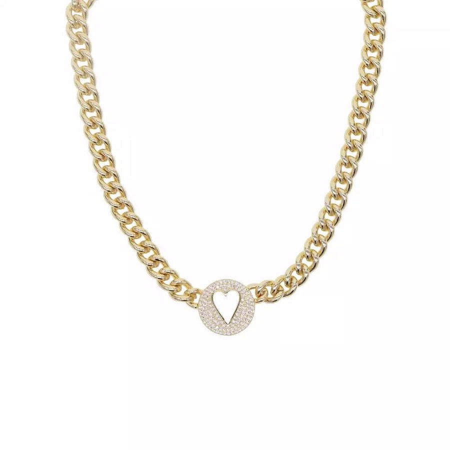 PAVE HEART CHAIN NECKLACE