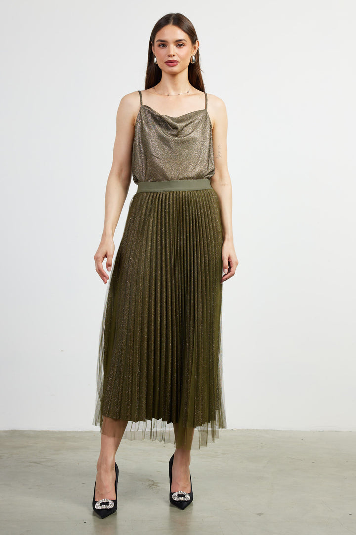 LUREX PLEATED SKIRT