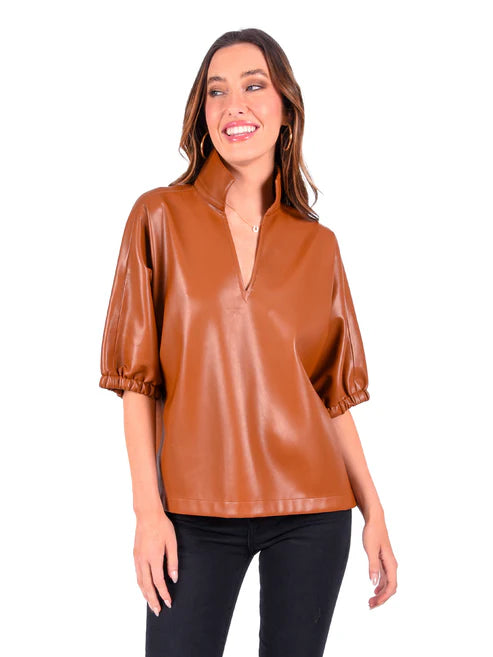 FAUX LEATHER POPPY TOP