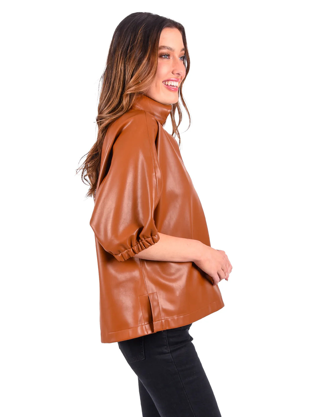 FAUX LEATHER POPPY TOP