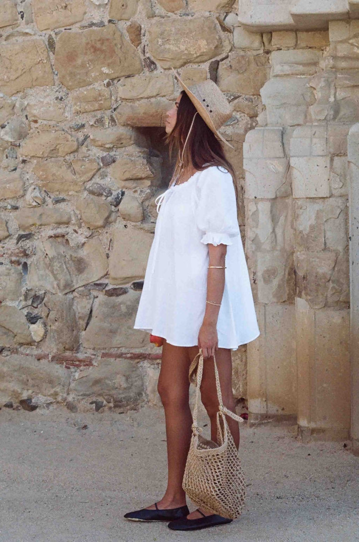 Portofino Dress - White Linen Dress - MERRITT CHARLES