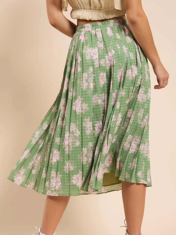 RAINY DAYS PLEATED MIDI SKIRT