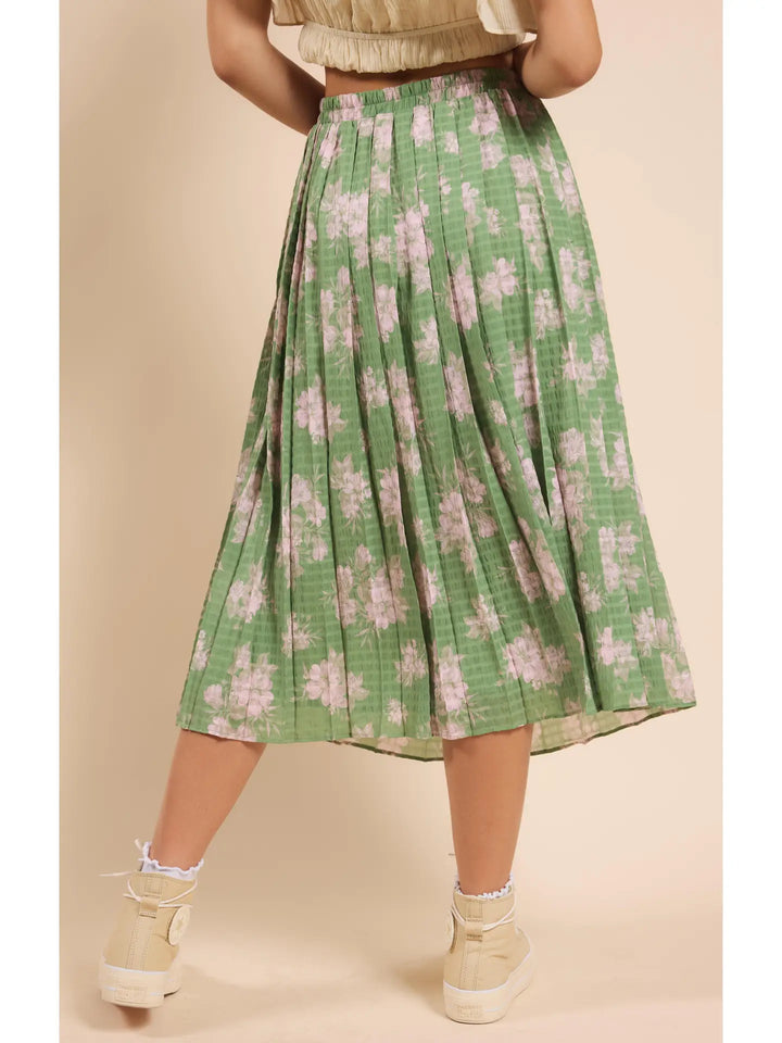 RAINY DAYS PLEATED MIDI SKIRT