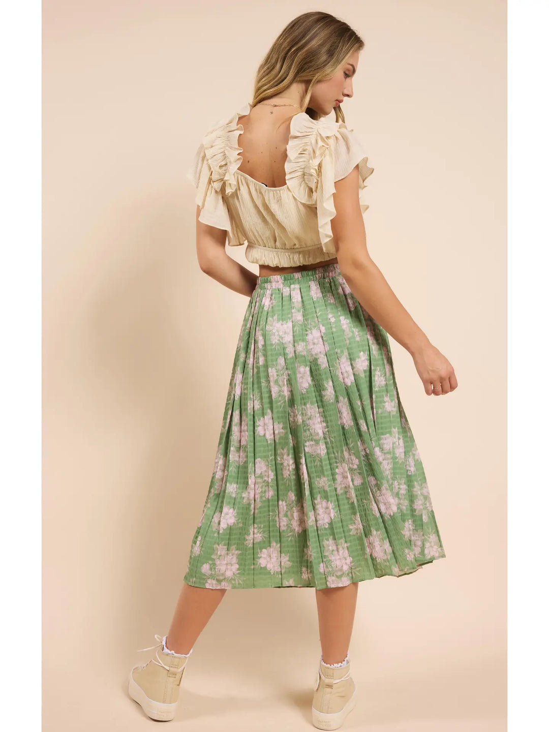 RAINY DAYS PLEATED MIDI SKIRT