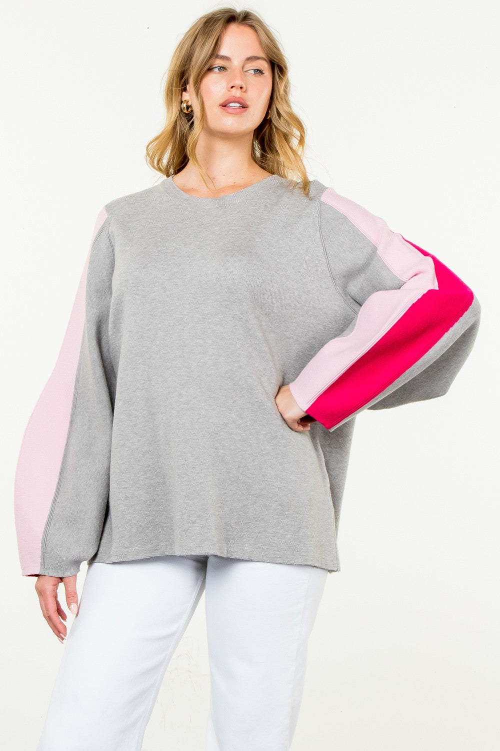 RIB KNIT COLORBLOCK SWEATER