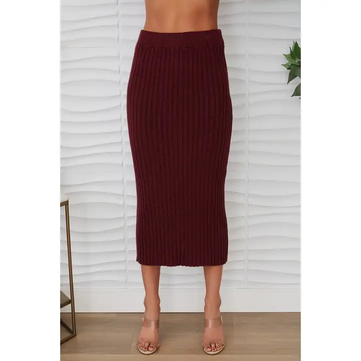 RIBBED MIDI SKIRT