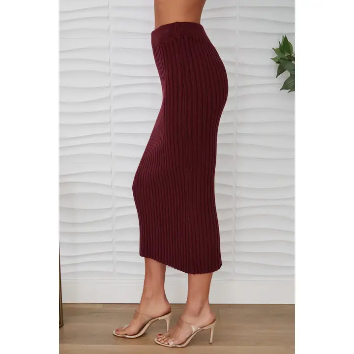 RIBBED MIDI SKIRT