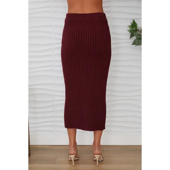 RIBBED MIDI SKIRT