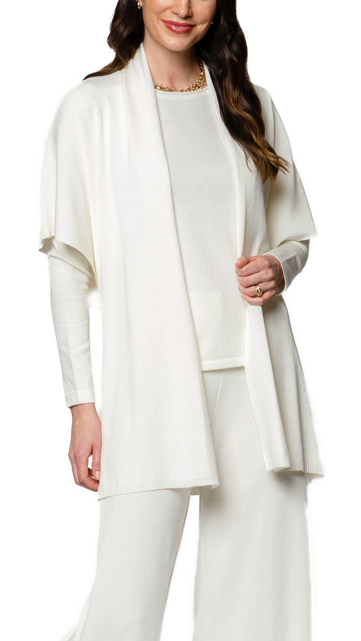 Melinda Belted Dropped Shoulder Cardigan; Winter White