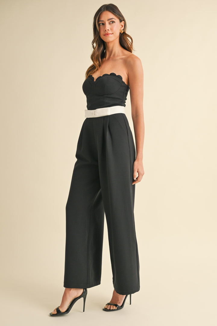 BOW WAIST SWEETHEART JUMPSUIT