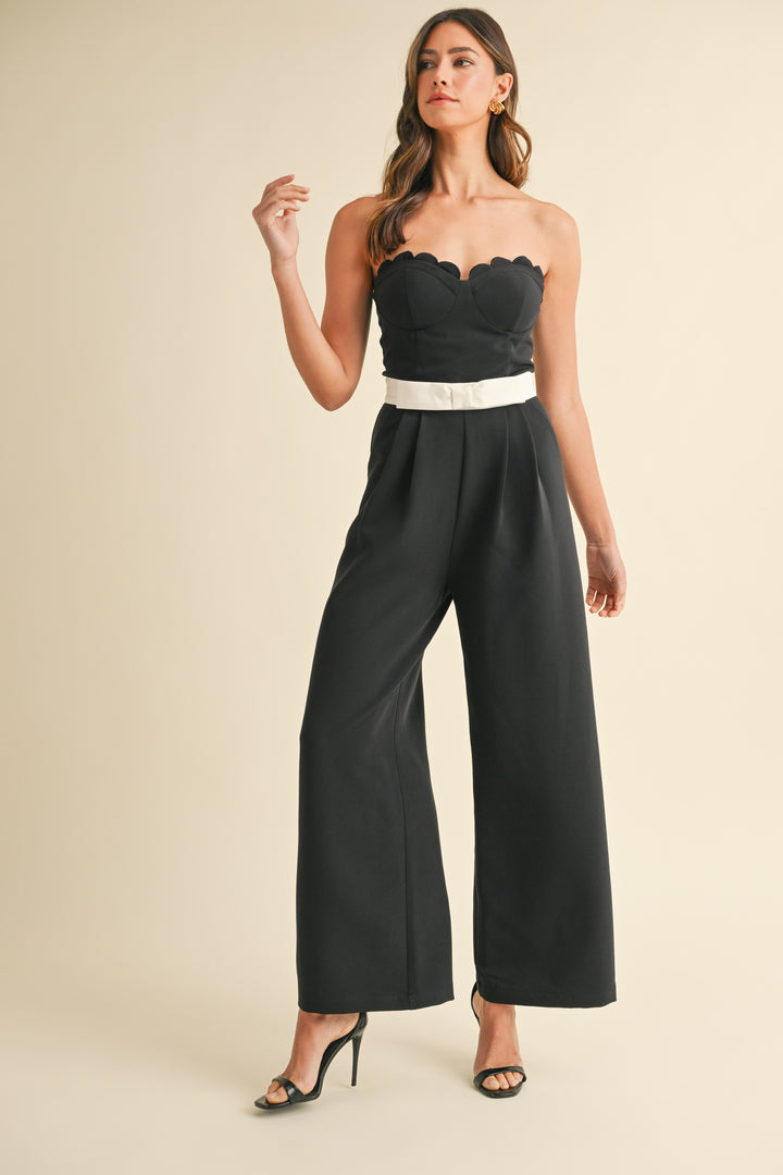 BOW WAIST SWEETHEART JUMPSUIT