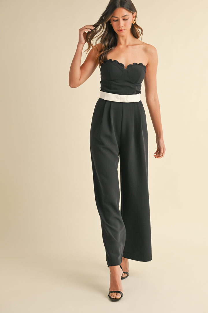 BOW WAIST SWEETHEART JUMPSUIT